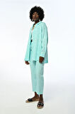 KADIN OVERSIZE KESİM DESENLİ MİNT RENK GÖMLEK