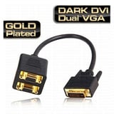 Dark DVI (Erkek) 2x VGA (Dişi) Çevirici Adaptör Siyah Gold Kaplama