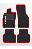 JEEP LİBERTY KJ 2001-2007    Siyah Halı Kırmızı Kenar Petek Topuk