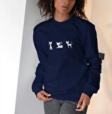 PROSPETTIVA KADIN LACİVERT OVERSIZE KALIN İÇİ POLARLI ÜÇLÜ KEDİ / THREE CAT SYMBOL SWEATSHIRT