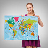 Harita Sepeti Türkçe Dünya Haritası Kanvas Tablo Son Derece Detaylı ve Dekoratif-2024