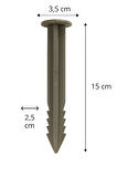 Geosu Teknik 40 Adet Çim Ayırıcı Kazığı 15 cm Çim Ayracı Kazığı Çim Sınırlayıcı Kazığı Plastik Jüt Çivi