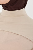 Bej Tesettür Balıkçı Yaka Boyunluklu Kolluk Viskon Düz 1025_12