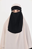 Siyah Tesettür Tek Katlı Peçe Medine İpeği Arkadan Bağlamalı 1026_01