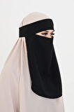Siyah Tesettür Tek Katlı Peçe Medine İpeği Arkadan Bağlamalı 1026_01