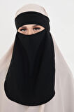 Siyah Tesettür Tek Katlı Peçe Medine İpeği Arkadan Bağlamalı 1026_01