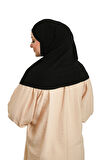 Siyah Pratik Hazır Geçmeli Boru Boneli İkili Tesettür Eşarp Sandy Düz 2501_01