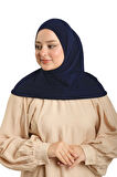Lacivert Pratik Hazır Geçmeli Boru Boneli İkili Tesettür Eşarp Sandy Düz 2501_02