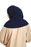 Lacivert Pratik Hazır Geçmeli Boru Boneli İkili Tesettür Eşarp Sandy Düz 2501_02