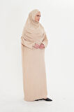 Bej İki Parça Namaz Elbisesi Dokuma Kendinden Desenli 2502_12