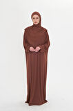 Kahve Tek Parça Namaz Elbisesi Viskon Düz 2503_14