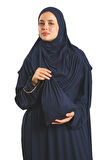 Lacivert İki Parça Namaz Elbisesi Viskon Düz 2504_02