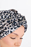 Gri Çapraz Büzgülü Tesettür Bone Sandy Leopar Desen 2511_15