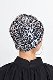 Gri Çapraz Büzgülü Tesettür Bone Sandy Leopar Desen 2511_15