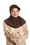Açık Kahve Pratik Hazır Geçmeli Şapkalı Tesettür Eşarp Viskon Düz 2513_47