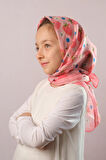 Pembe Dijital Baskılı Çocuk Tesettür Eşarp Pamuk Polyester Çilek Desenli 6001_04
