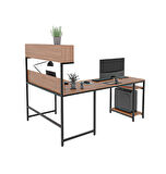 600-E Açık Ceviz Yüksek Raflı L Ofis ve Çalışma masası 