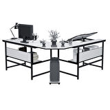 300-B Beyaz L Bilgisayar ve Çizim Masası 