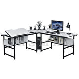 300-B Beyaz L Bilgisayar ve Çizim Masası 