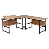 300-E Açık Ceviz (Ebru) L Bilgisayar ve Çizim Masası 