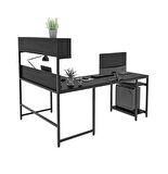 600-S Siyah Yüksek Raflı L Ofis ve Çalışma masası 