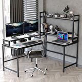 610-B L masa ,Raflı L Şekilli Ofis Masası 