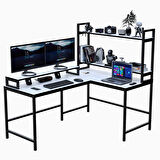 610-B L masa ,Raflı L Şekilli Ofis Masası 