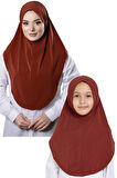 Kiremit Pratik Anne Kız Kombin Tesettür Eşarp Sandy Düz Hijab 230812_05