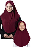 Bordo Pratik Anne Kız Kombin Tesettür Eşarp Sandy Düz Hijab 230812_16