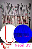 Eagenset Çapari, İstavrit Çaparisi, 25x12 Beden, Ultraviyole Uv Neon Koyu Yeşil - Kırmızı Sim, 11 No Kırmızı İğne, 10 İğneli 2li Paket