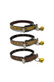 3'lü Zilli Deri Kedi Tasması 30 cm
