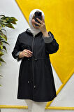 Kadın Tesettür Giyim Büyük Beden Mevsimlik Kısa Trençkot 