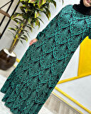 Kadın Tesettür Giyim Büyük Beden Osmanlı Desen Elbise 