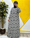 Kadın Tesettür Giyim Büyük Beden Osmanlı Desen Elbise 