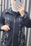 Kadın Giyim Büyük Beden Modal Tesettür Uzun Üçlü Simli Takım 