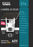 inox X14 4 Kameralı Solar Güvenlik Kamerası | Sım Kartlı & Esım Destekli | Kablosuz Güneş Enerjili
