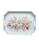 Çay Kahve Sunum Tepsisi, Beyaz Renk, 8 Köşe, 1 Adet, 37x27 cm