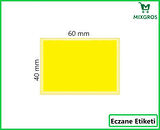 40x60 Termal Eczane İlaç Etiketi Sarı Zemin 1 Rulo: 500 Adet Etiket