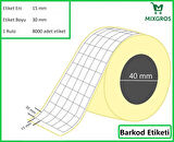 15x30 mm Termal 5'li Ürün Barkod Etiketi 1 Rulo: 8000 Adet Etiket