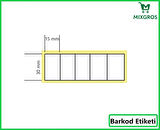 15x30 mm Termal 5'li Ürün Barkod Etiketi 1 Rulo: 8000 Adet Etiket