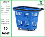 Tekerlekli Plastik Market Alışveriş El Sepeti 54 Litre Mavi 10 Adet