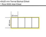 40x20 mm Termal 4'lü Ürün Barkod Etiketi 1 Rulo:5000 Adet Etiket