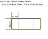 40x20 mm Termal 4'lü Ürün Barkod Etiketi 1 Rulo:5000 Adet Etiket 1 Koli:50 Rulo Etiket