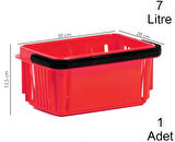 Plastik Kozmetik Alışveriş El Sepeti 7 Litre Kırmızı 1 Adet