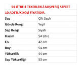 Tekerlekli Plastik Market Alışveriş El Sepeti 54 Litre Yeşil 10 Adet