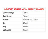 Minicart Şarküteri ve Kuruyemiş Metal Market Arabası 36 Litre Füme