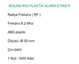 Round R50 Plastik Alarm Etiketi RF Radyo Frekans 1000 Adet