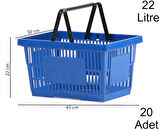 Plastik Market Alışveriş El Sepeti 22 Litre Mavi 20 Adet
