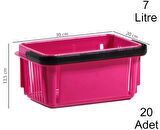 Plastik Kozmetik Alışveriş El Sepeti 7 Litre Fuşya 20 Adet