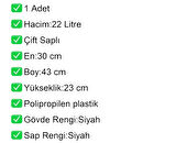 Plastik Market Alışveriş El Sepeti 22 Litre Siyah 1 Adet